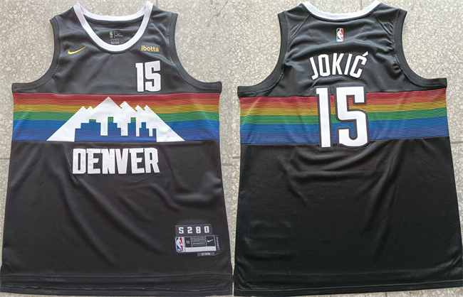 Men's Denver Nuggets #15 Nikola Jokić Black Stitched Basketball Jersey